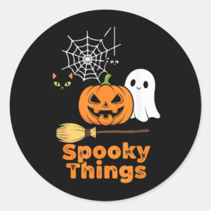 Skrämmande söta Halloween-pumpa spöke svart Runt Klistermärke