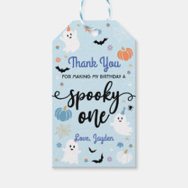Skrämmande söta spöket Halloween 1-års födelsedag Presentetikett