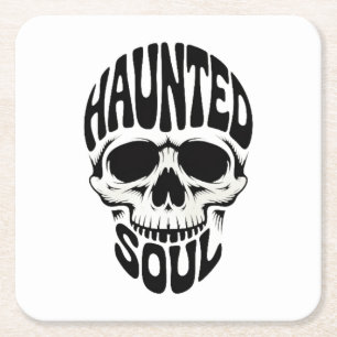 Skrämmande Soul Skull Typografi Underlägg Papper Kvadrat