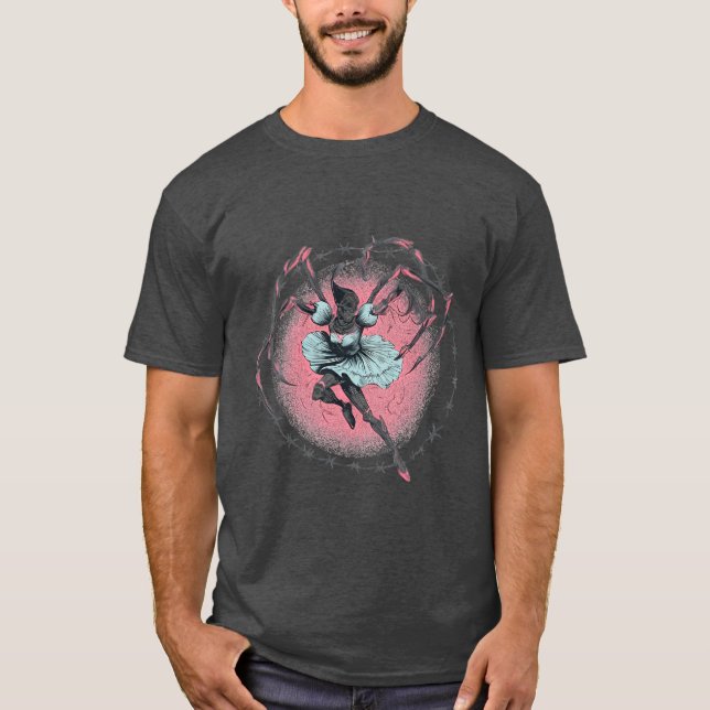 Skrämmande spindel ballerina grafisk t-shirt (Framsida)