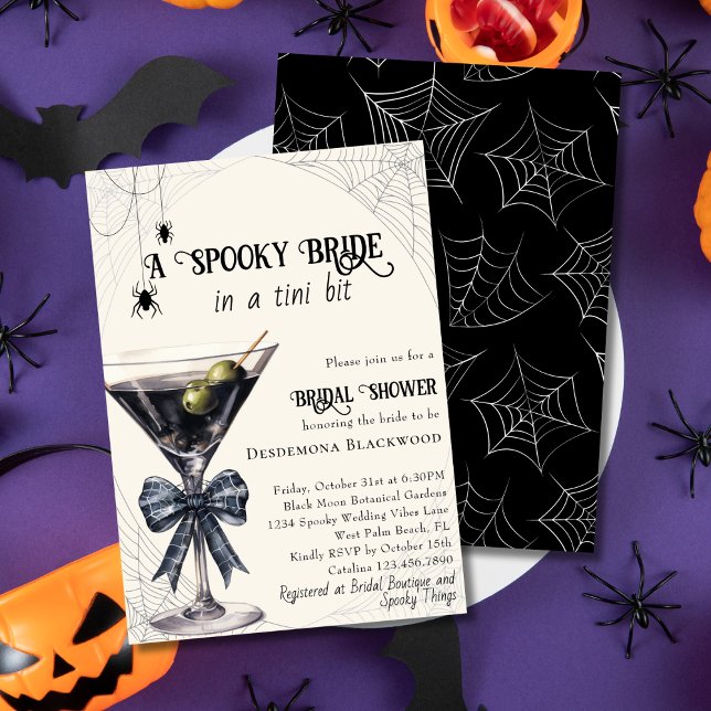 Skrämmande Spindelbåge Martini Halloween Bröllopsd Inbjudningar (Skapare uppladdad)