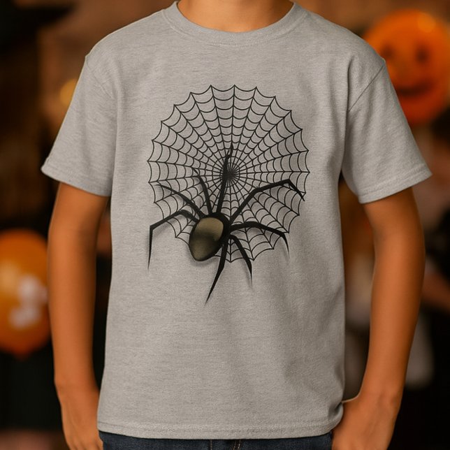 Skrämmande spindelnät Halloween barn kortärmad T Shirt (Skapare uppladdad)