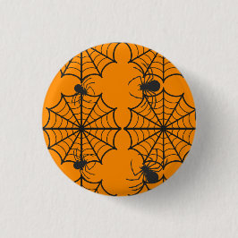 Skrämmande spindelnät Halloween Knapp
