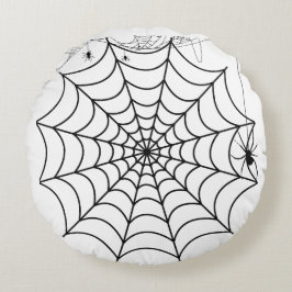 Skrämmande spindelnät Halloween Rund Kudde