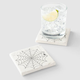 Skrämmande spindelnät Halloween Stenunderlägg