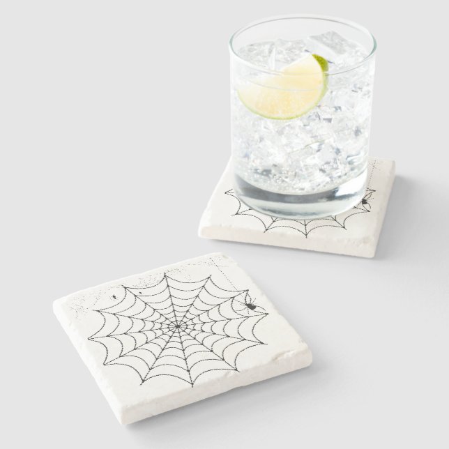 Skrämmande spindelnät Halloween Stenunderlägg (Sidan)