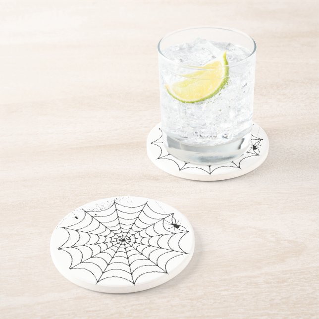 Skrämmande spindelnät Halloween Underlägg (Sidan)