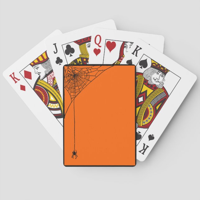 Skrämmande spindelnät orange och svart kortlek (Baksidan)