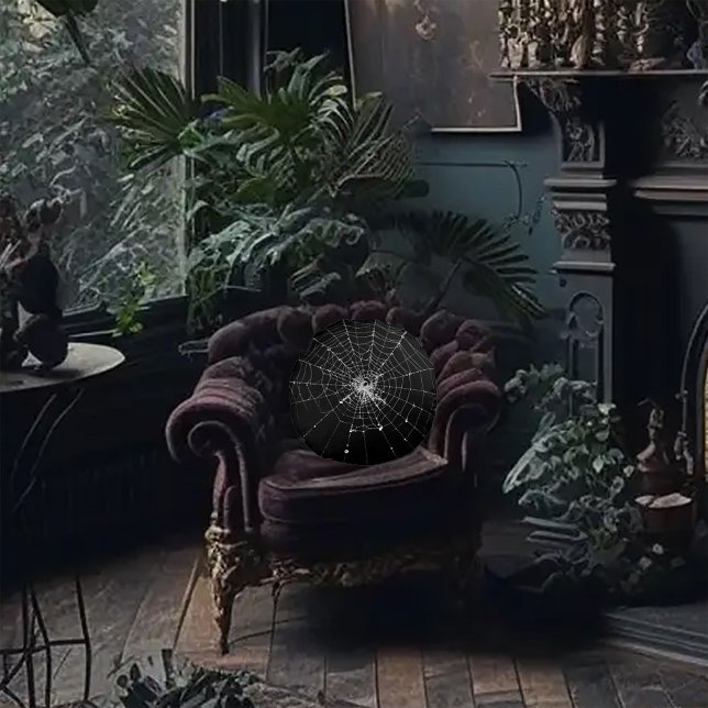 Skrämmande spindelnät rund kudde (Skapare uppladdad)
