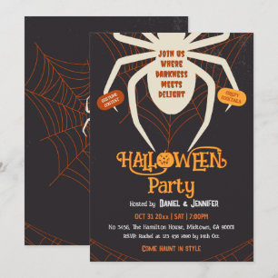 Skrämmande spindelnät vuxen Halloween-kostymfest Inbjudningar