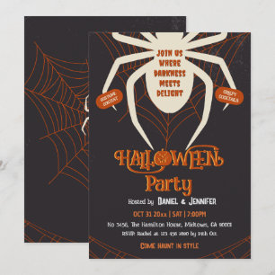 Skrämmande spindelnät vuxen Halloween-kostymfest Inbjudningar