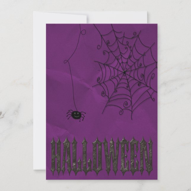 Skrämmande spindlar och spindelnät Halloween Inbjudningar (Framsida)