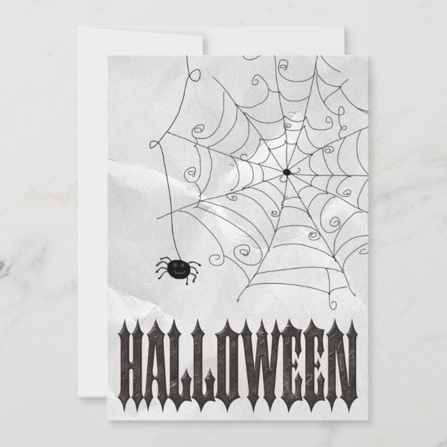 Skrämmande spindlar och spindelnät Halloween Inbjudningar (Framsida)