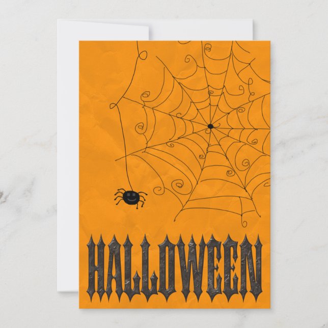 Skrämmande spindlar och spindelnät Halloween Inbjudningar (Framsida)