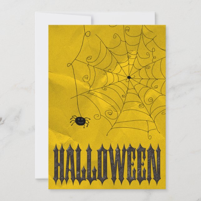 Skrämmande spindlar och spindelnät Halloween Inbjudningar (Framsida)