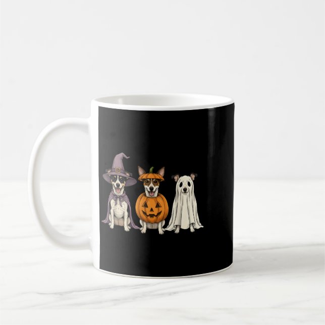 Skrämmande spödratt terrier pumpa Halloween hund Kaffemugg (Vänster)