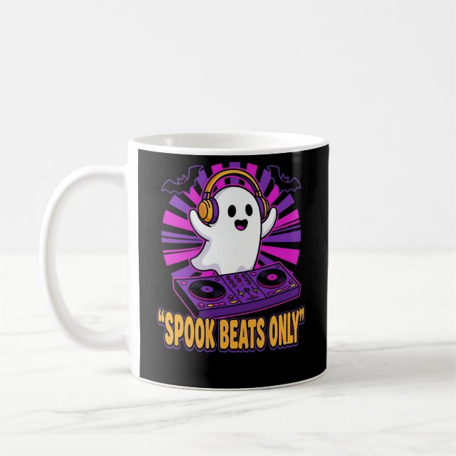 Skrämmande spök-DJ Halloween-beats design_1 Kaffemugg (Vänster)