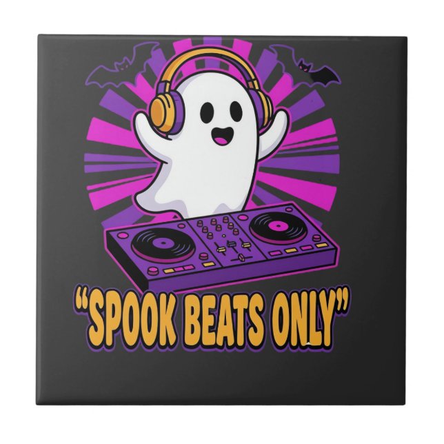 Skrämmande spök-DJ Halloween-beats design_1 Kakelplatta (Framsidan)
