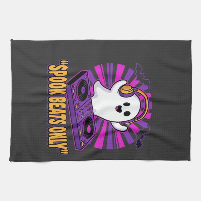 Skrämmande spök-DJ Halloween-beats design_1 Kökshandduk (Horisontell)
