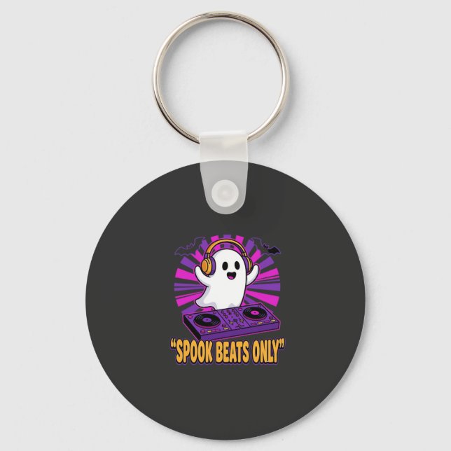 Skrämmande spök-DJ Halloween-beats design_1 Nyckelring (Framsida)