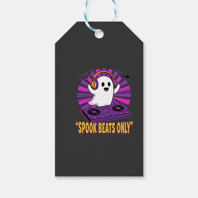 Skrämmande spök-DJ Halloween-beats design_1 Presentetikett (Framsidan)