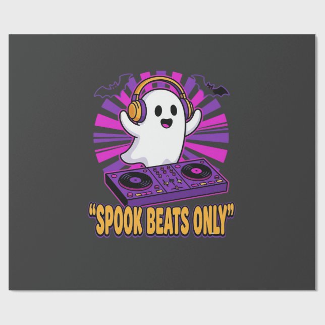 Skrämmande spök-DJ Halloween-beats design_1 Presentpapper (Platt)