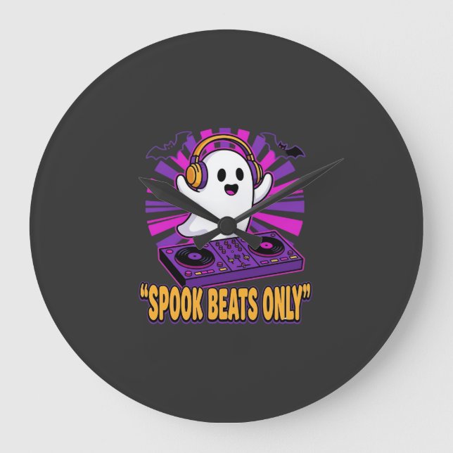 Skrämmande spök-DJ Halloween-beats design_1 Stor Klocka (Framsida)