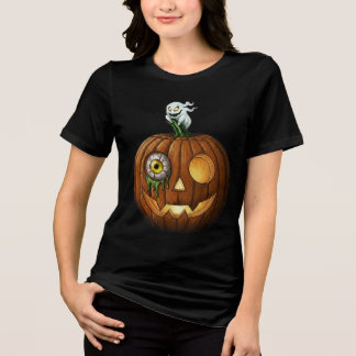 Skrämmande spök- & droppande ögon- Jack-O-Lantern T Shirt