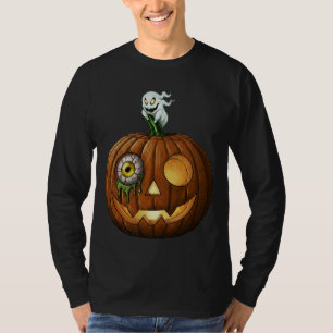Skrämmande spök- & droppande ögon- Jack-O-Lantern T Shirt