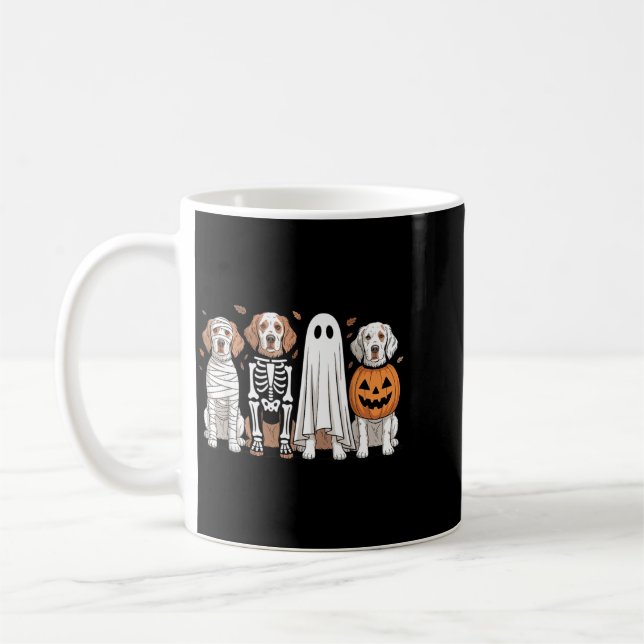 Skrämmande spök engelsk setter pumpa Halloween hun Kaffemugg (Vänster)