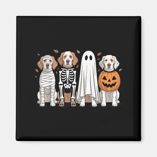 Skrämmande spök engelsk setter pumpa Halloween hun Magnet (Framsidan)