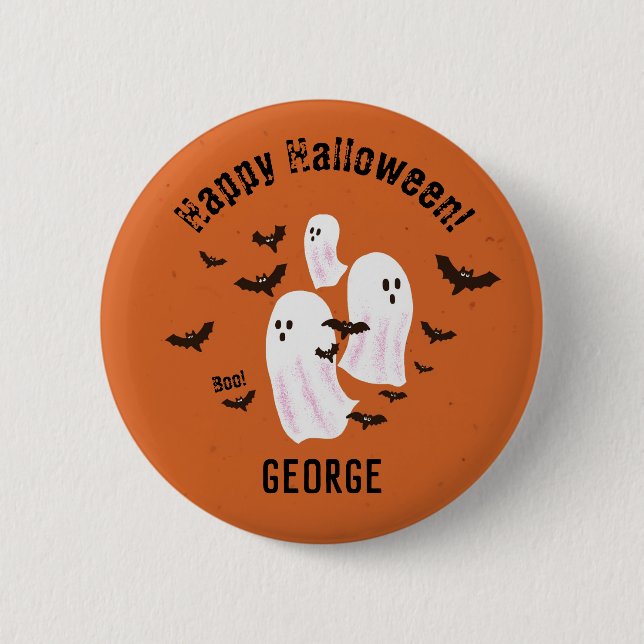 Skrämmande spök Halloween anpassad knapp (Framsida)