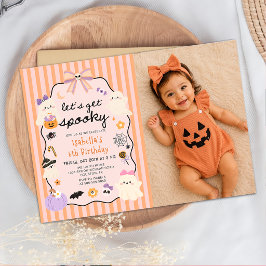 Skrämmande spök Halloween födelsedagsfoto inbjudan