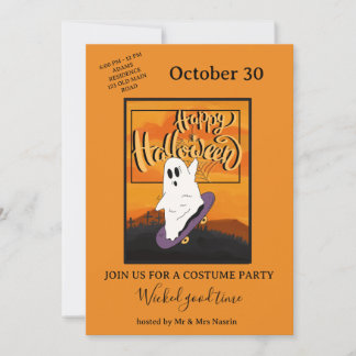 Skrämmande spök Halloween kostym fest inbjudan