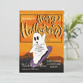 Skrämmande spök Halloween-kostym festinbjudan Inbjudningar