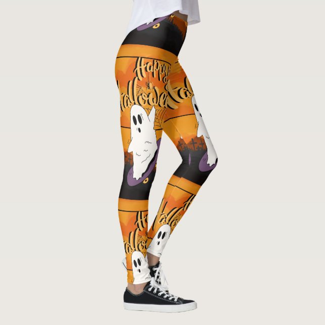 Skrämmande spök Halloween-kostym festinbjudan Leggings (Höger)