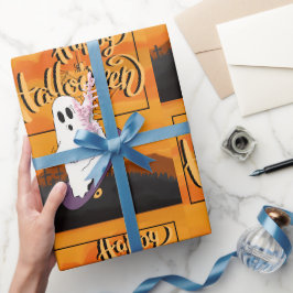 Skrämmande spök Halloween-kostym festinbjudan Presentpapper