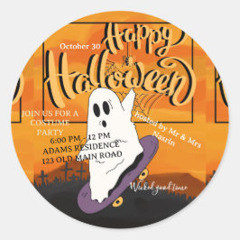 Skrämmande spök Halloween-kostym festinbjudan Runt Klistermärke