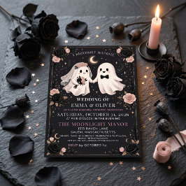 Skrämmande spök Halloween mörka blommande bröllop  Inbjudningar