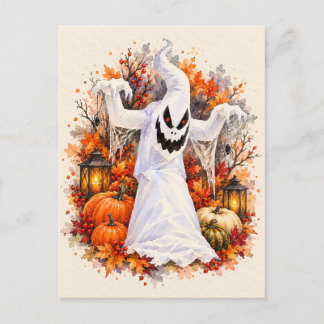 Skrämmande spök Halloween-vattenfärg-postkort Helg Vykort