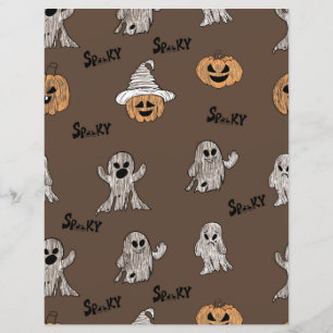 Skrämmande spök- och pumpahalloweenmönster Scrapbo