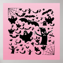 Skrämmande spök siluett Halloween affisch konst
