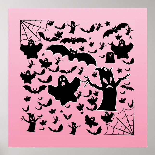 Skrämmande spök siluett Halloween affisch konst (Framsidan)