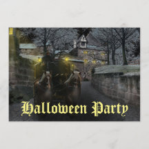 Skrämmande spökande hästdragen kärra Halloweenfest