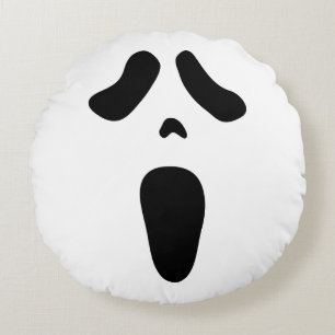 Skrämmande spökansikte Halloween-festdekorationer Rund Kudde