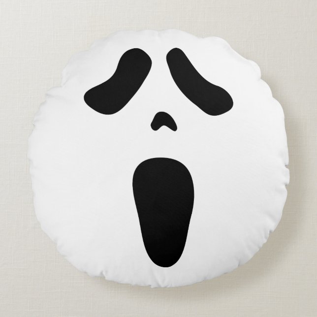 Skrämmande spökansikte Halloween-festdekorationer Rund Kudde (Framsidan)