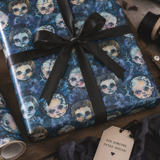 Skrämmande spökdockor gotisk Halloween Presentpapper