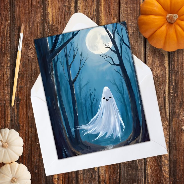 Skrämmande spöke | Glad Halloween Skog för spöken Julkort (Skapare uppladdad)