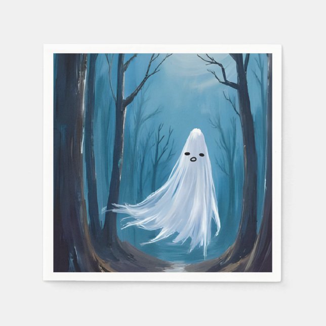 Skrämmande spöke | Glad Halloweenfest Pappersservett (Framsidan)