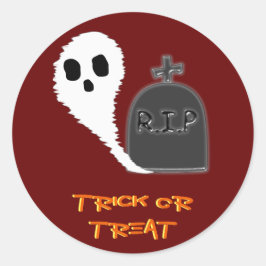 Skrämmande spöke med grav Halloween-dekal Runt Klistermärke